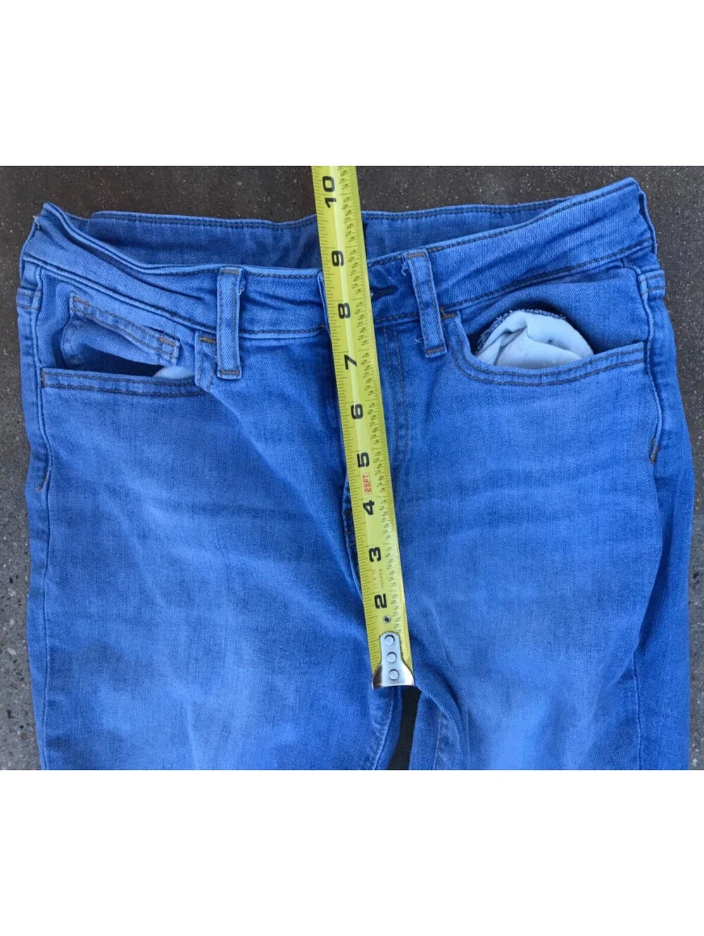 Gap 70s High Rise Flare Jeans Size 16 Blue Medium Wash Denim Two-Tone Stretch